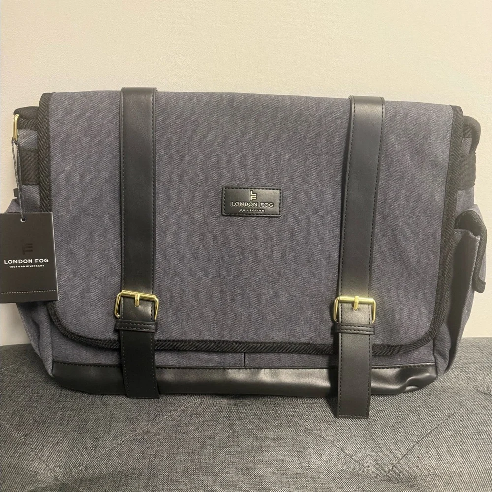 London Fog Men's Charcoal and Black Messenger Bag